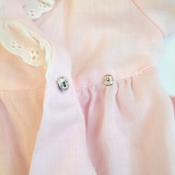 Her Majesty Vintage Girls Wrap Dress/Gown Size 1-3 Pink Eyelet Trim Made in USA - Picture 8 of 10